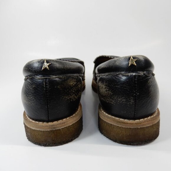 GOLDEN GOOSE Jerry Penny LOAFERS Moccasin Size 37 7 Black Grained Leather EUC - Picture 9 of 16